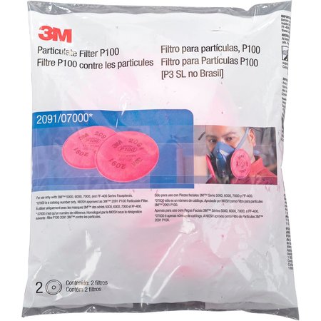 3M 3M Particulate Filter, P100 Respiratory Protection - Pack of 2, Bayonet, NIOSH Approved 7000051991